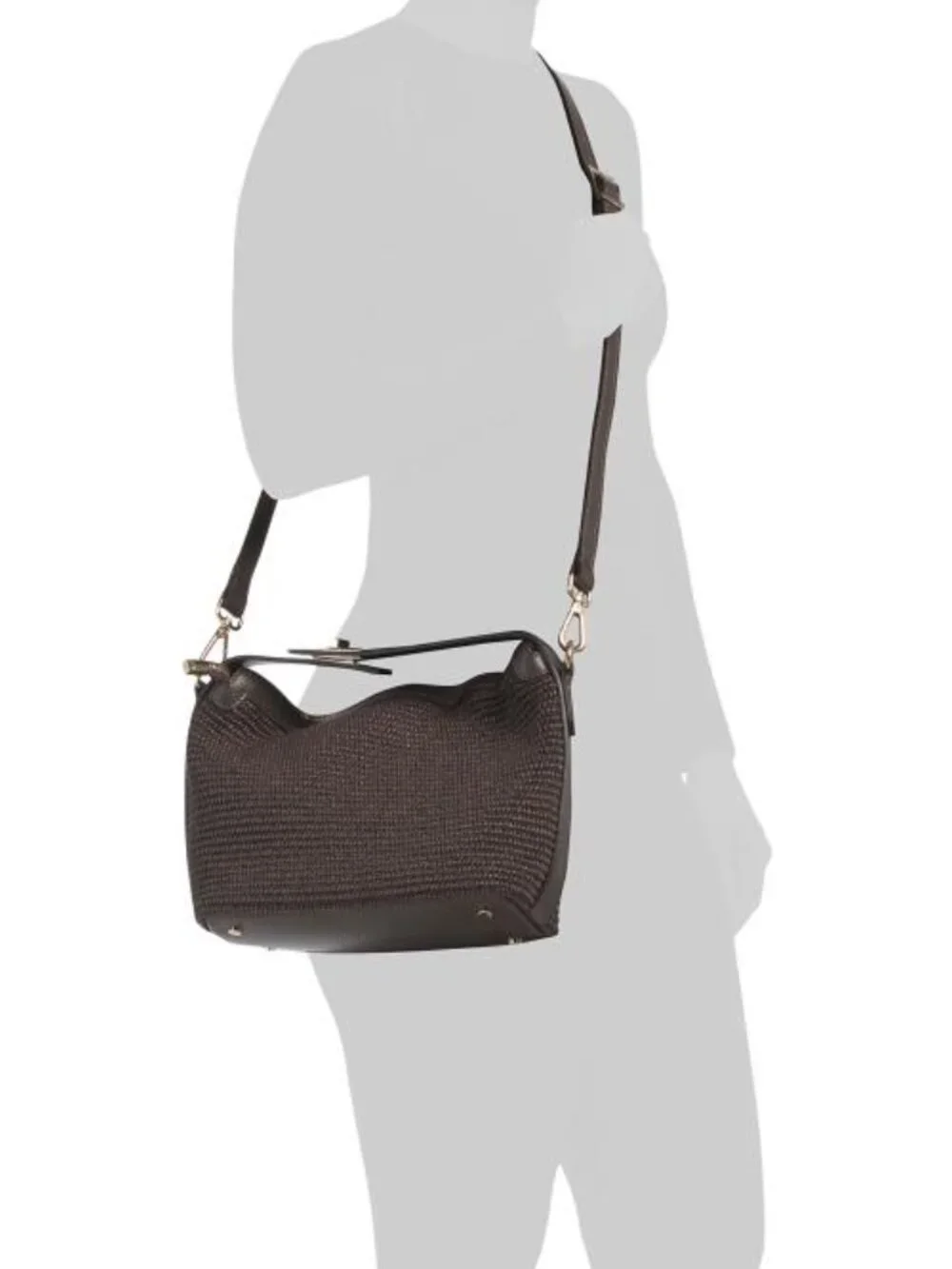 VIOLA CASTELLANI Made In Italy Straw Medium Folded Handle Satchel